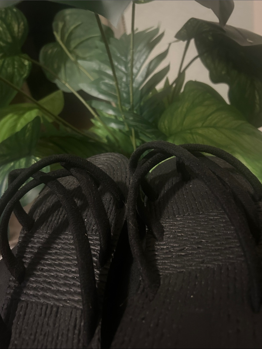 Women's Black Lace-Up Strappy Sandals
